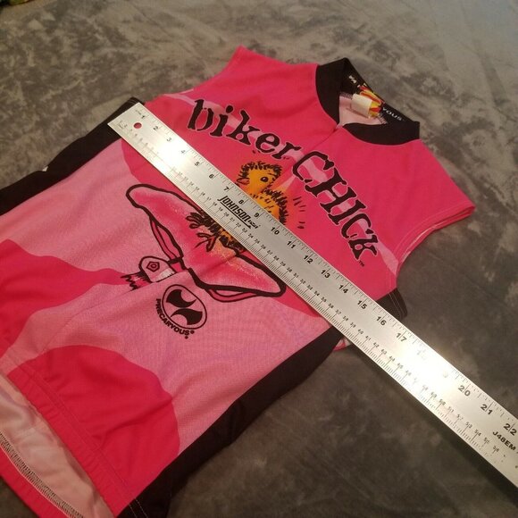 World Jerseys Women's Large Pink Full-Zip Sleeveless Cycling Jersey Biker Chick - Picture 7 of 8